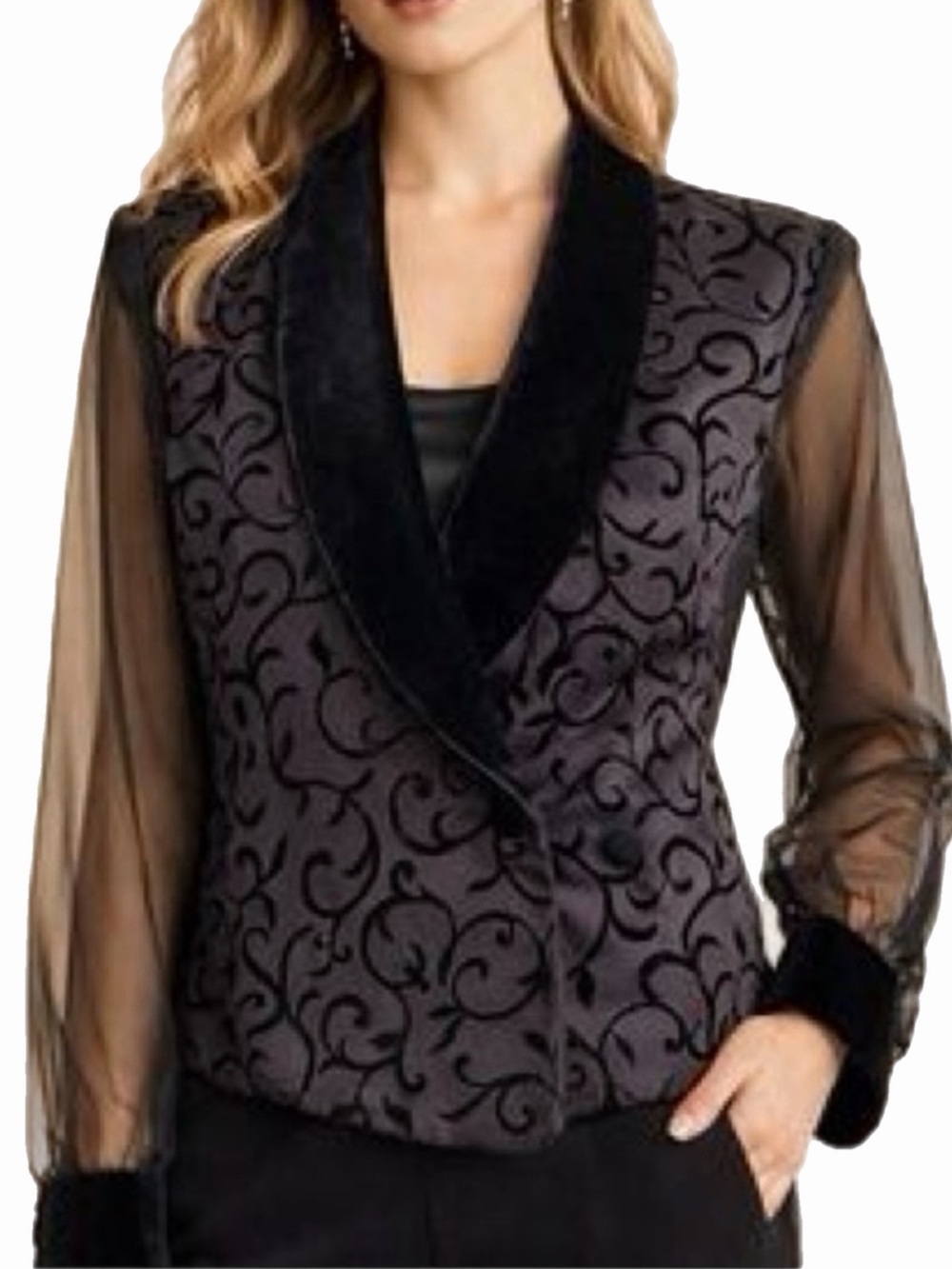 JR Nites Blazer With Sheer Sleeves